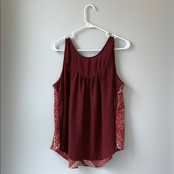 Maroon Patterned Flowy Tank Top - Picture 2 of 5